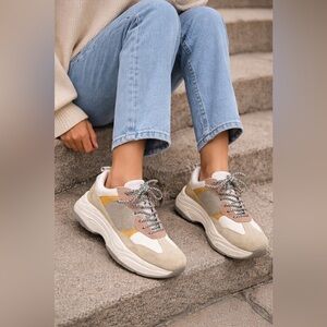 Topshop Beige and White Women's Sneakers